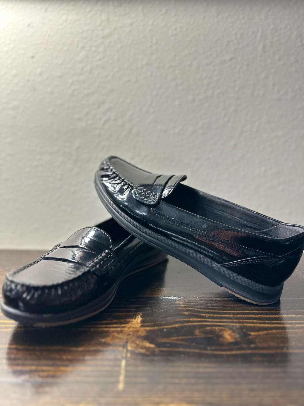 Geox Respira Black Patent Leather Penny Loafers Size 38